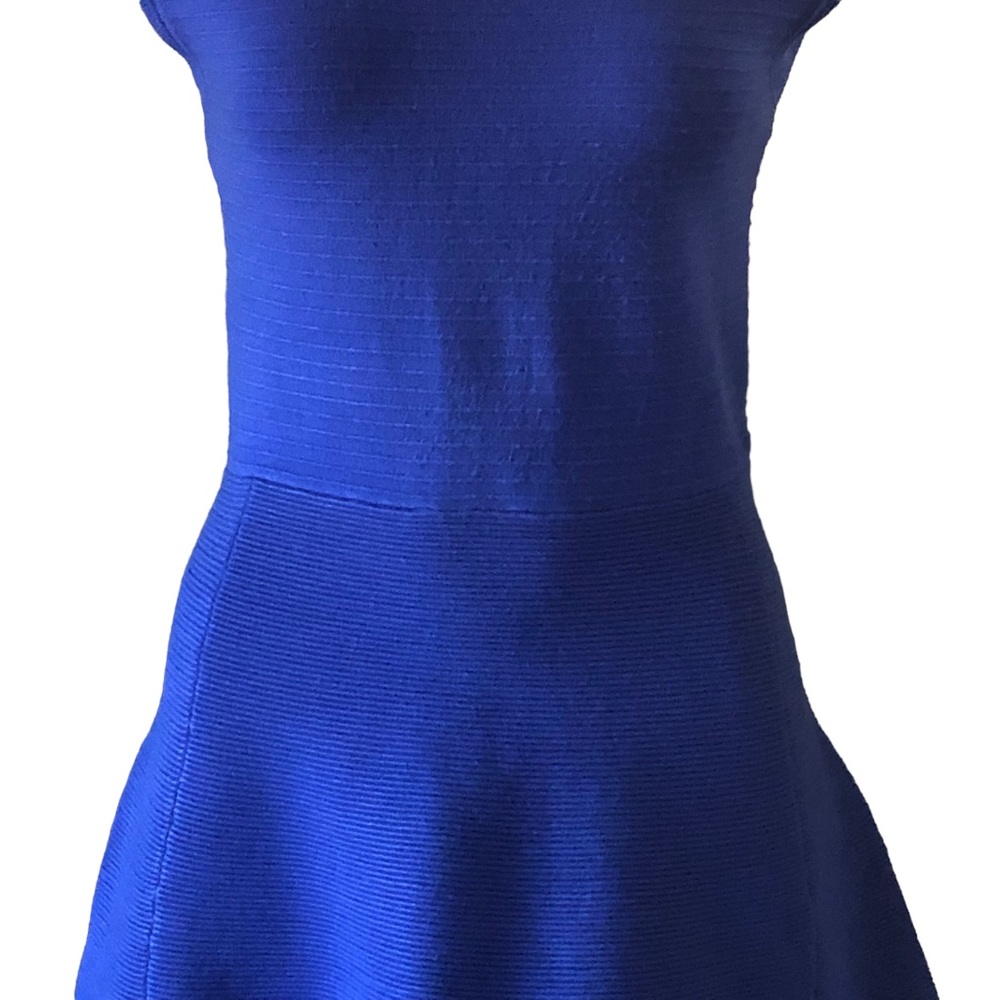 Ted Baker Royal Blue Zaralia Fit & Flare Knit Dress Full Skirt Bodice Cut Outs - Picture 6 of 15